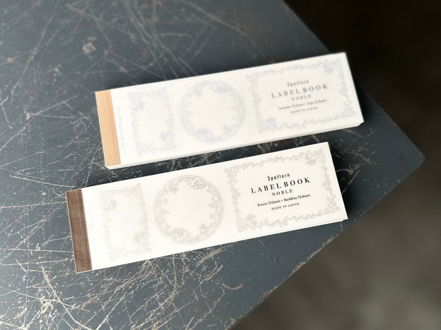 Oeda Letterpress 3 Pattern Label Book Noble - Bronze & Dark Blue