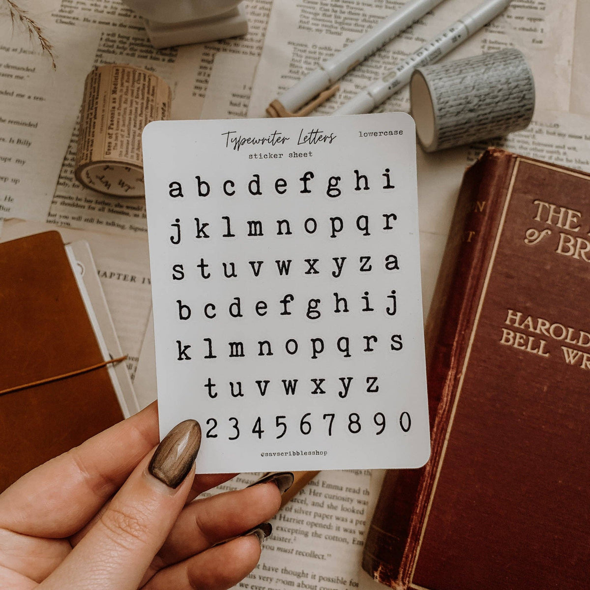 Typewriter Letters Sticker Sheet (lowercase)