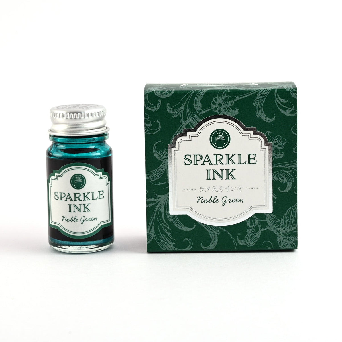 Teranishi Guitar Sparkle Ink Noble Green 12 ml bottle and decorative box