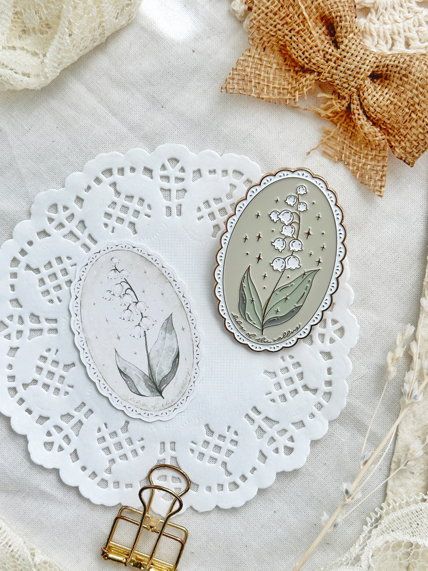 Leela Journals Lily of the valley enamel journaling clip