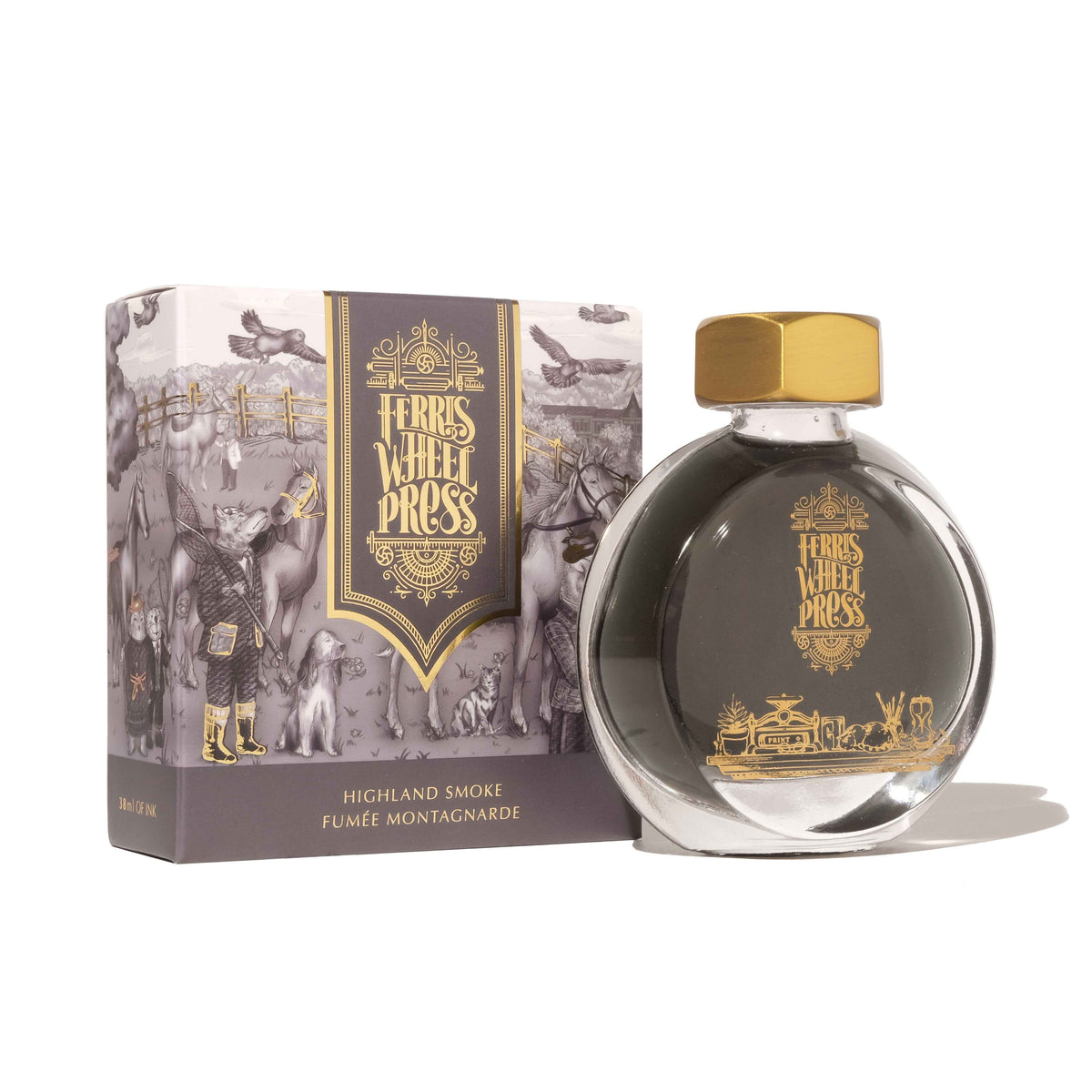 Ferris Wheel Press Highland Smoke warm grey fountain pen ink bottle and box