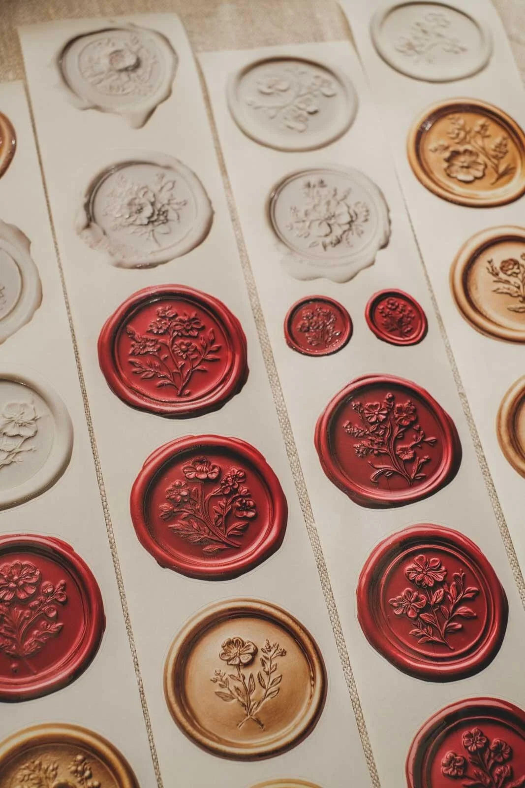 Red, White & Gold Wax Seals 6cm wide glossy 3D kiss-cut Washi Tape
