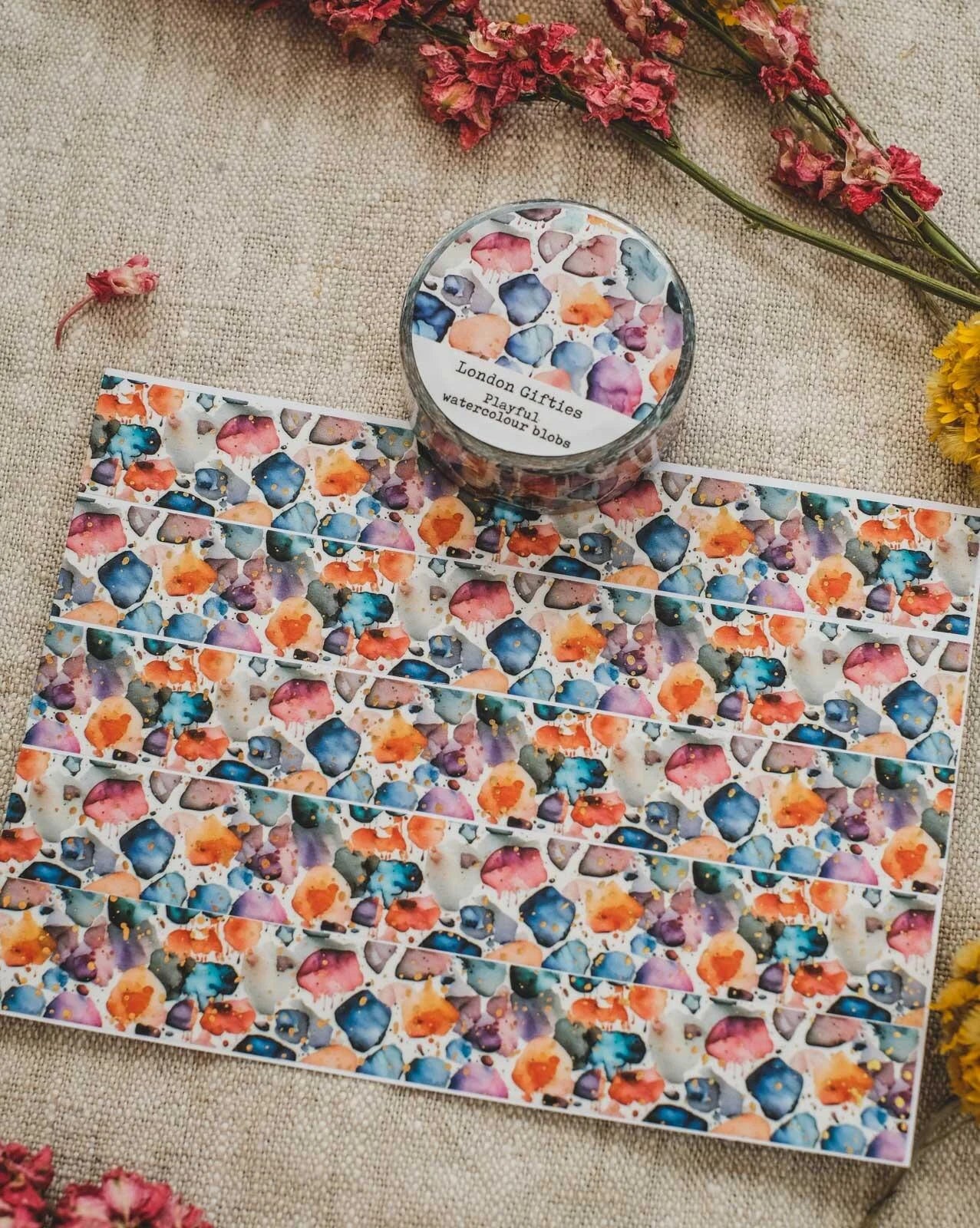 London Gifties Playful Watercolour Blobs 2cm wide foil washi tape