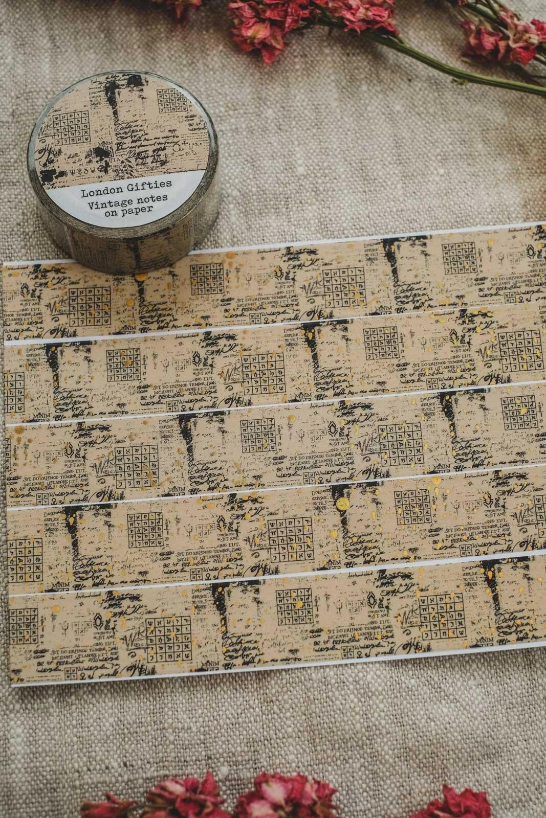 London Gifties Vintage Notes on Paper 2cm wide foil washi tape