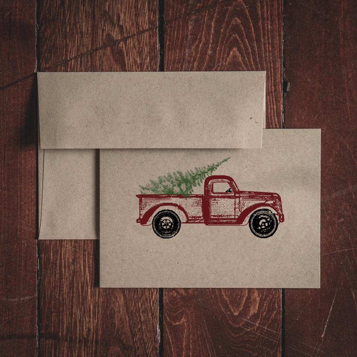 Christmas Truck Folded Note Cards
