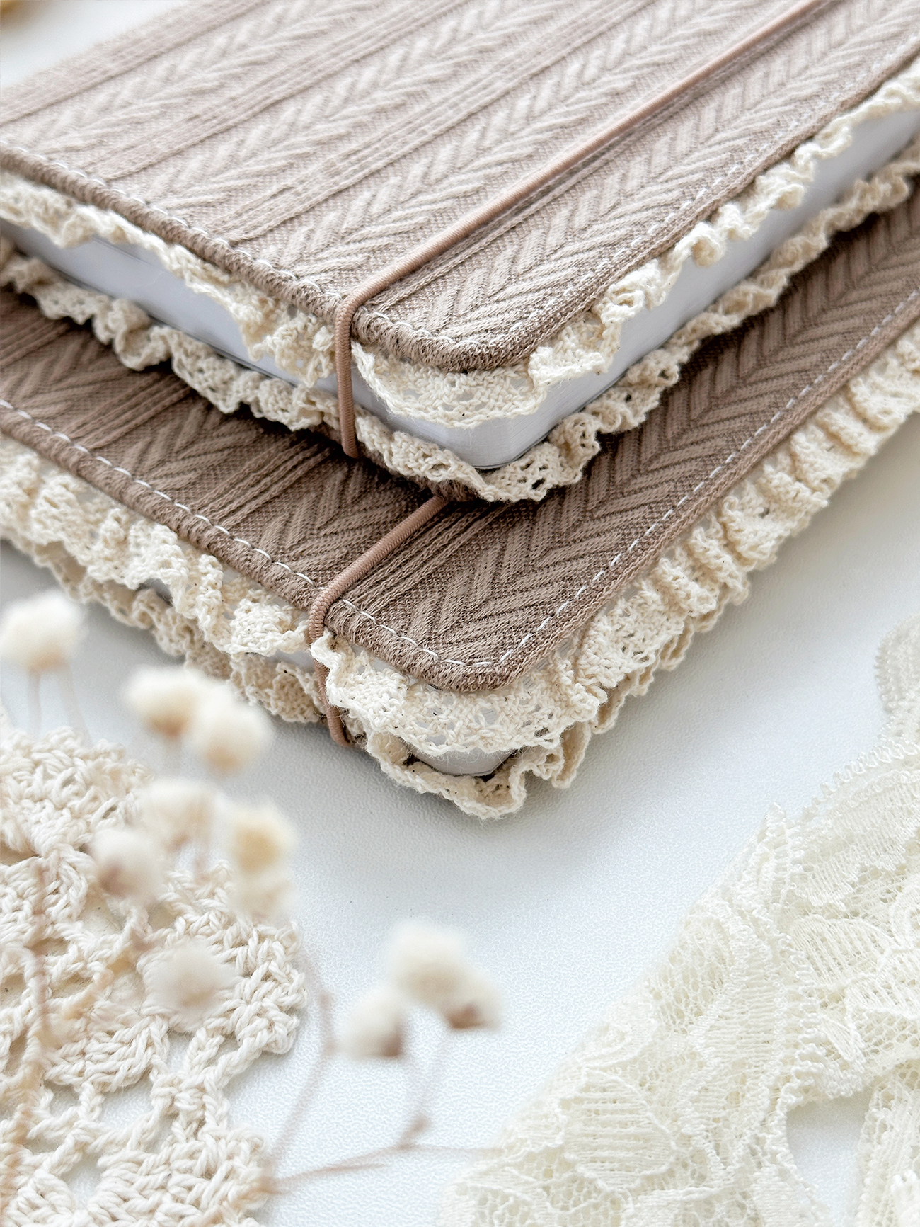 Leela A5 brown sweater lace notebook