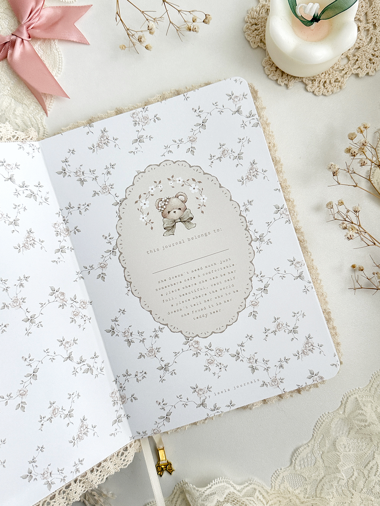 Leela A5 teddy bear notebook (dot grid)