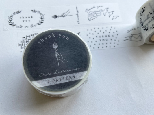 Oeda Letterpress Washi Tape - 7 Pattern Thank You