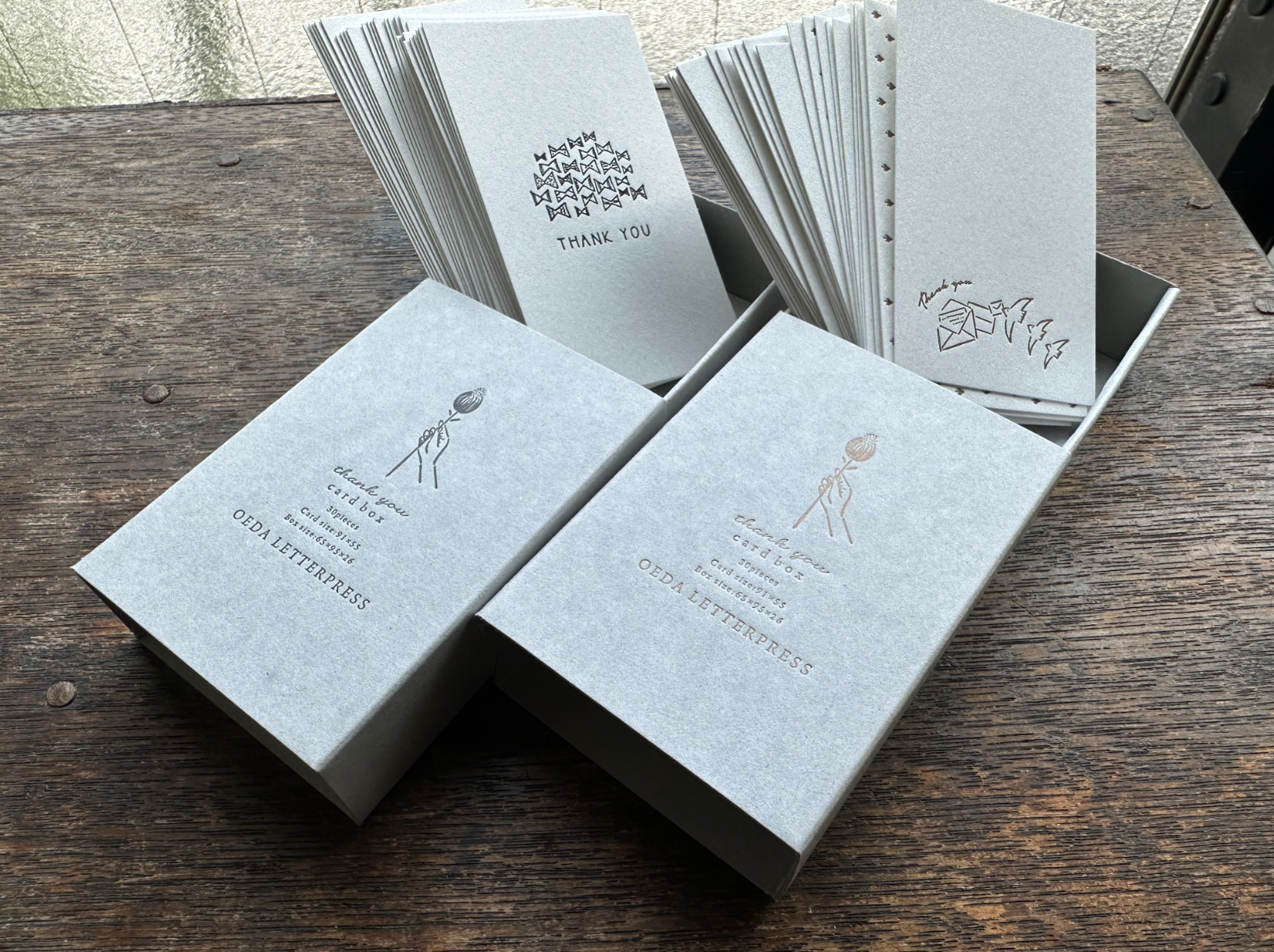 Oeda Letterpress Thank You Card Box - Bronze (30-Piece, 7 Designs)