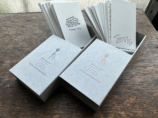 Oeda Letterpress Thank You Card Box - Bronze (30-Piece, 7 Designs)