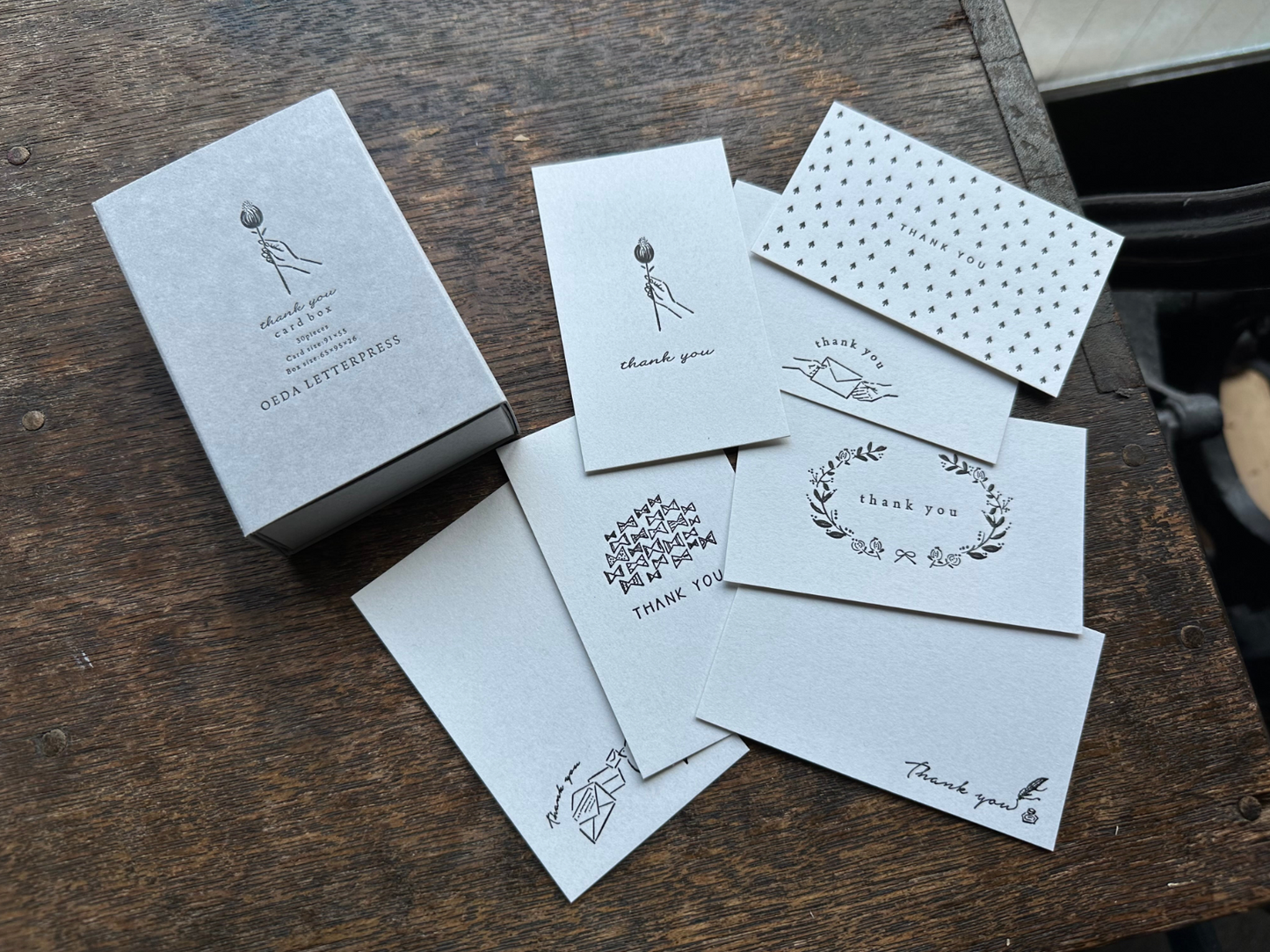 Oeda Letterpress Thank You Card Box (30-Piece, 7 Designs)