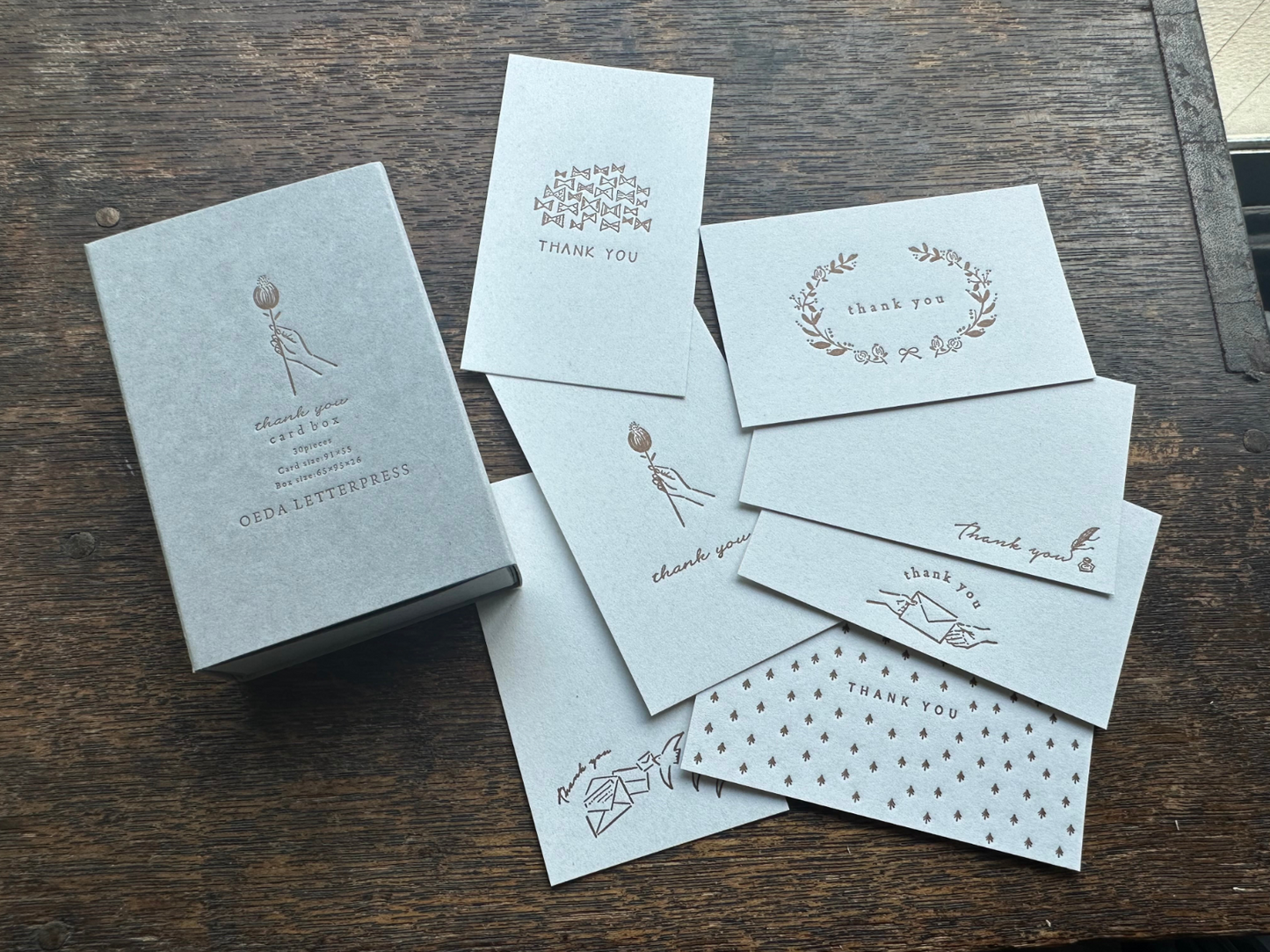 Oeda Letterpress Thank You Card Box (30-Piece, 7 Designs)