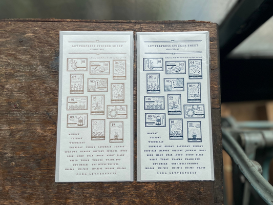 Oeda Letterpress Sticker Sheet Stamp - Bronze