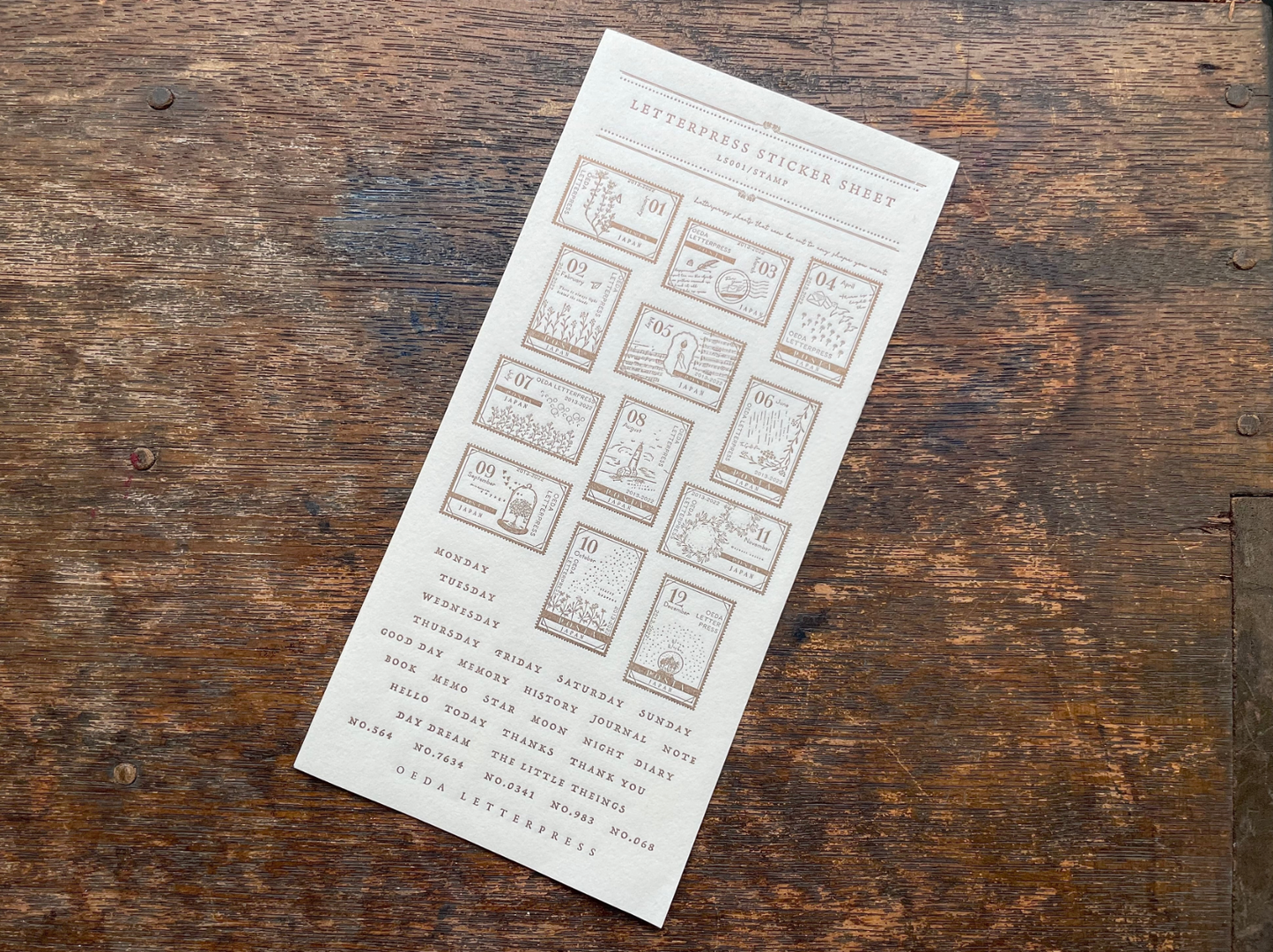 Oeda Letterpress Sticker Sheet Stamp