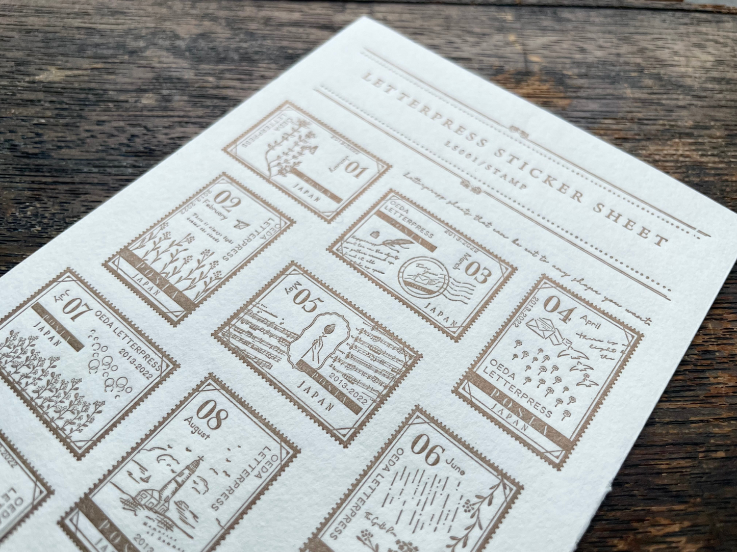 Oeda Letterpress Sticker Sheet Stamp
