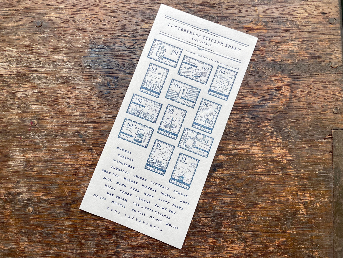 Oeda Letterpress Sticker Sheet Stamp