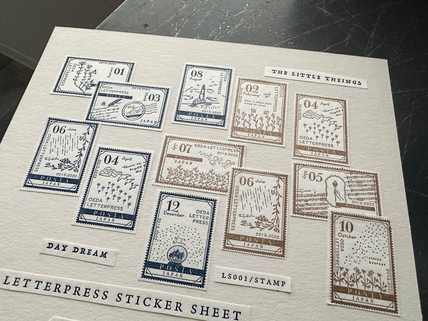 Oeda Letterpress Sticker Sheet Stamp
