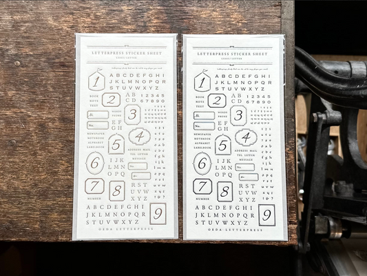 Oeda Letterpress Sticker Sheet Letter - Black