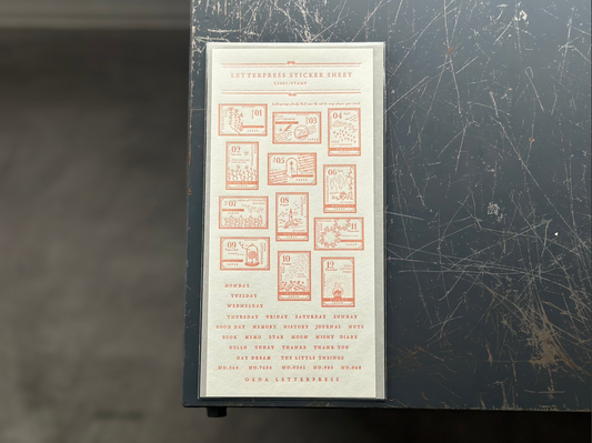 Oeda Letterpress Sticker Sheet Stamp - Botanical Pink (Limited Edition)