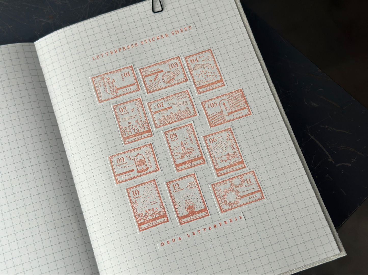 Oeda Letterpress Sticker Sheet Stamp - Botanical Pink (Limited Edition)