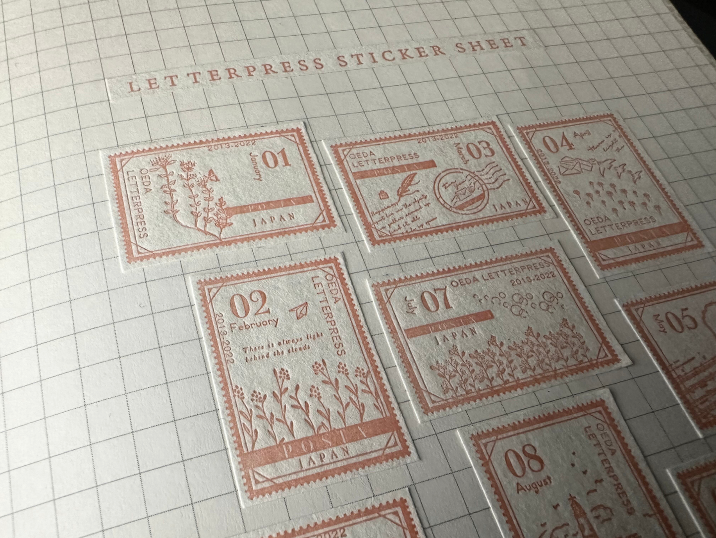 Oeda Letterpress Sticker Sheet Stamp - Botanical Pink (Limited Edition)