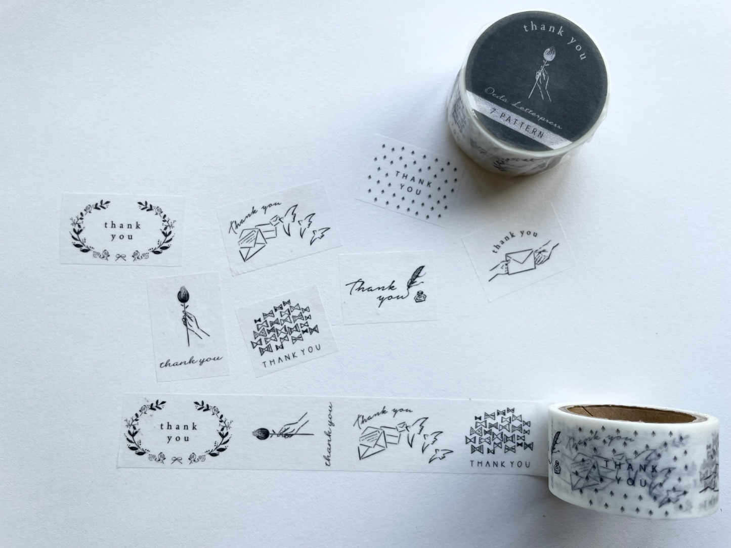Oeda Letterpress Washi Tape - 7 Pattern Thank You