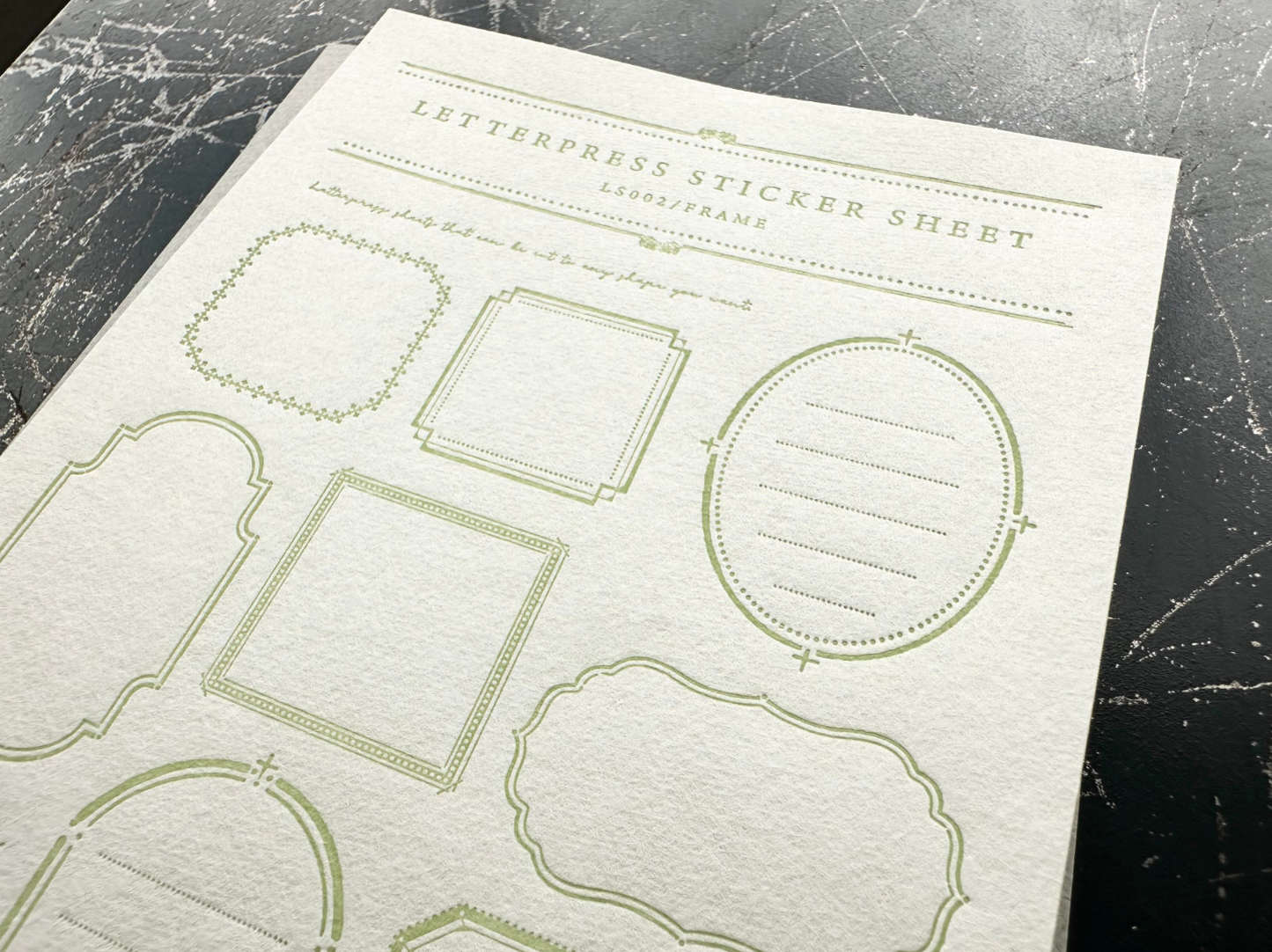 Oeda Letterpress Sticker Sheet Frame - Light Green (Limited Edition)