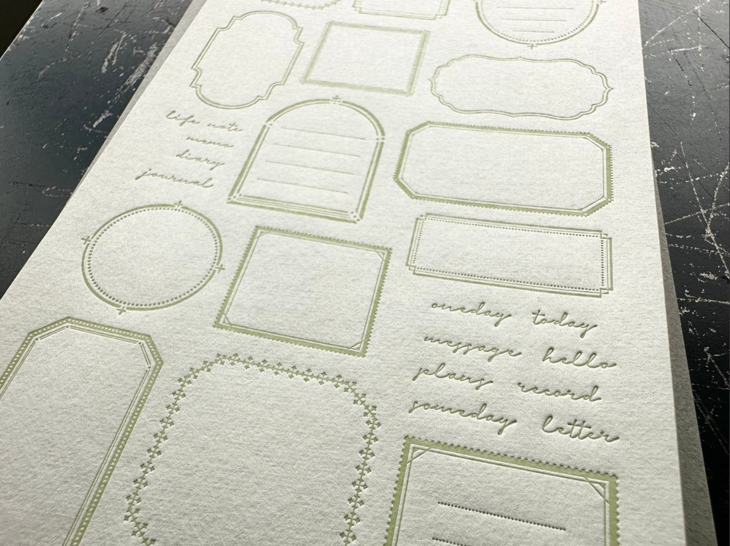 Oeda Letterpress Sticker Sheet Frame - Light Green (Limited Edition)