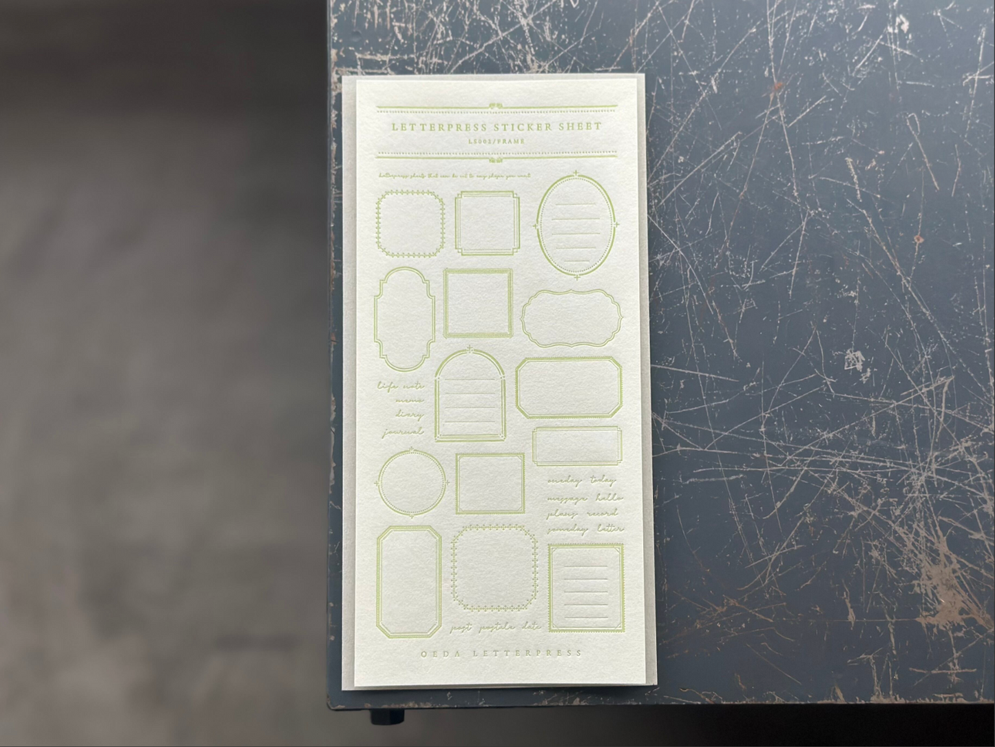 Oeda Letterpress Sticker Sheet Frame - Light Green (Limited Edition)