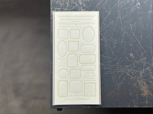 Oeda Letterpress Sticker Sheet Frame - Light Green (Limited Edition)