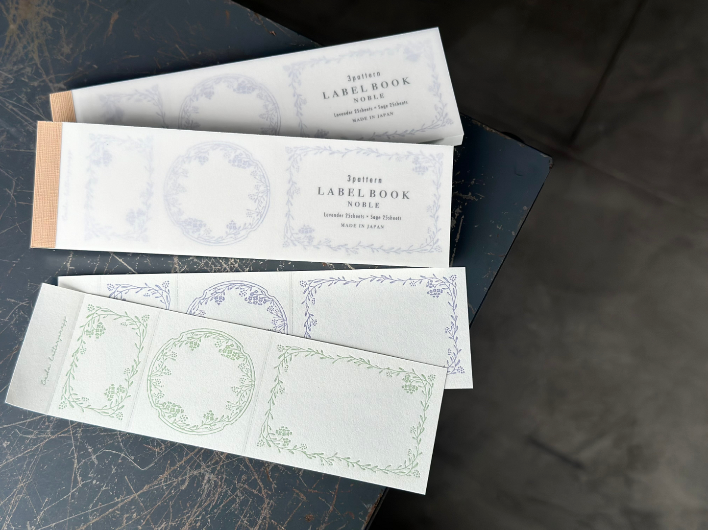 Oeda Letterpress 3 Pattern Label Book Noble - Lavender & Sage