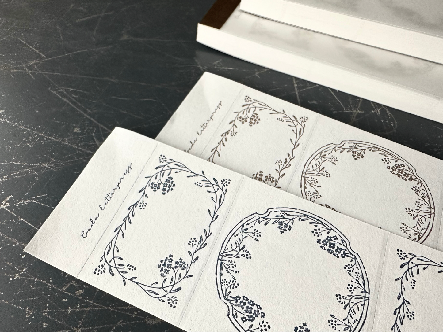 Oeda Letterpress 3 Pattern Label Book Noble - Bronze & Dark Blue