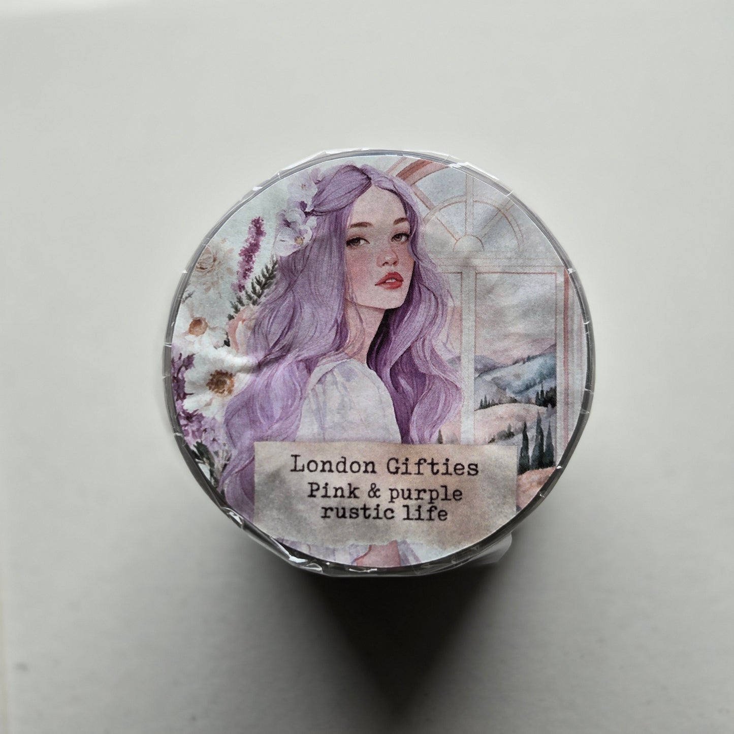 London Gifties Pink & Purple Rustic Life 6cm kiss cut PET tape