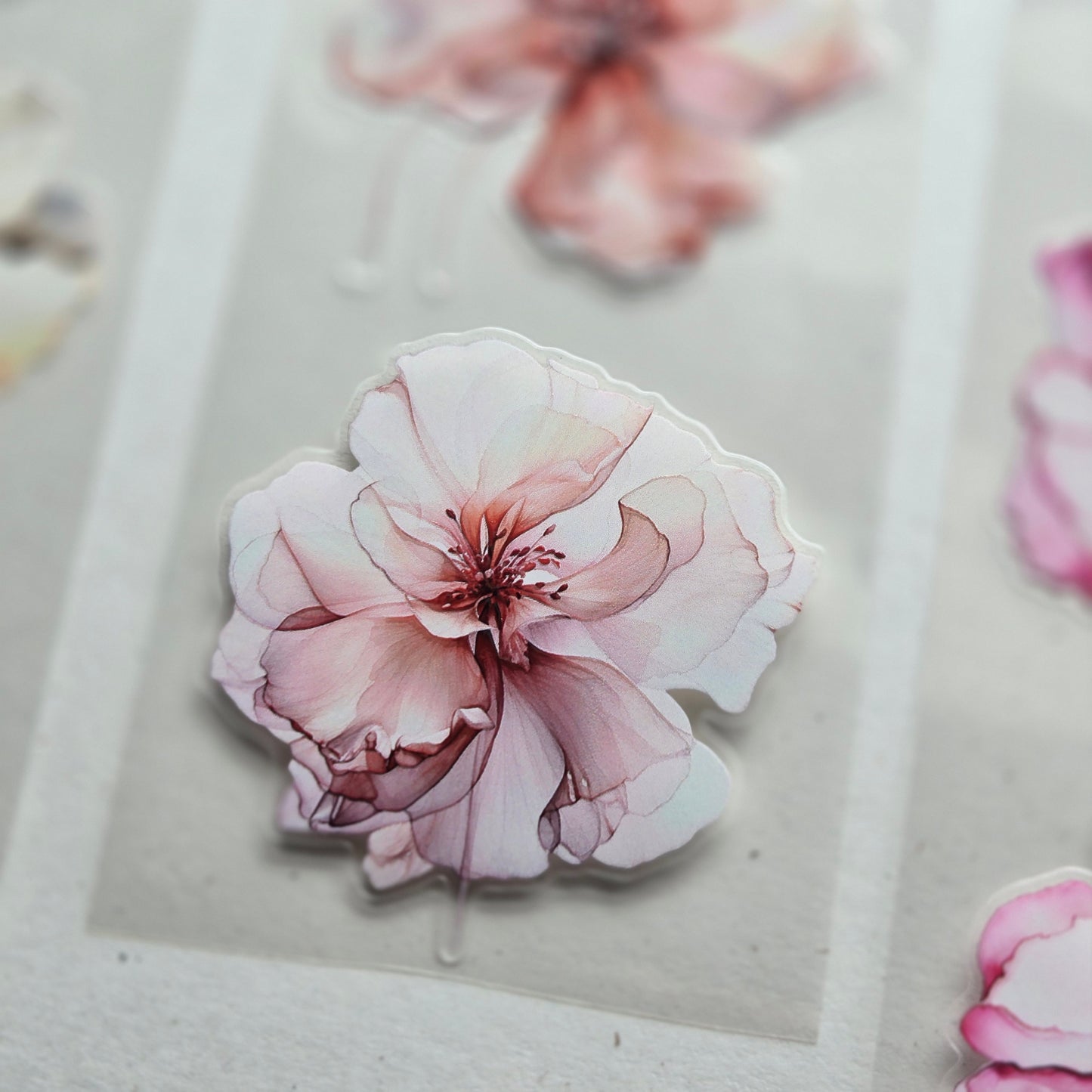 London Gifties Warm Wispy Ink Flowers 6cm kiss cut PET tape