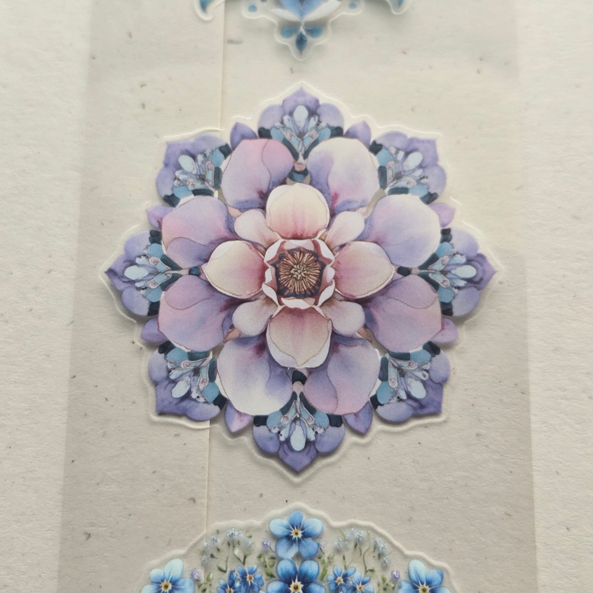London Gifties Blue & Purple Floral Mandalas 6cm kiss cut PET tape