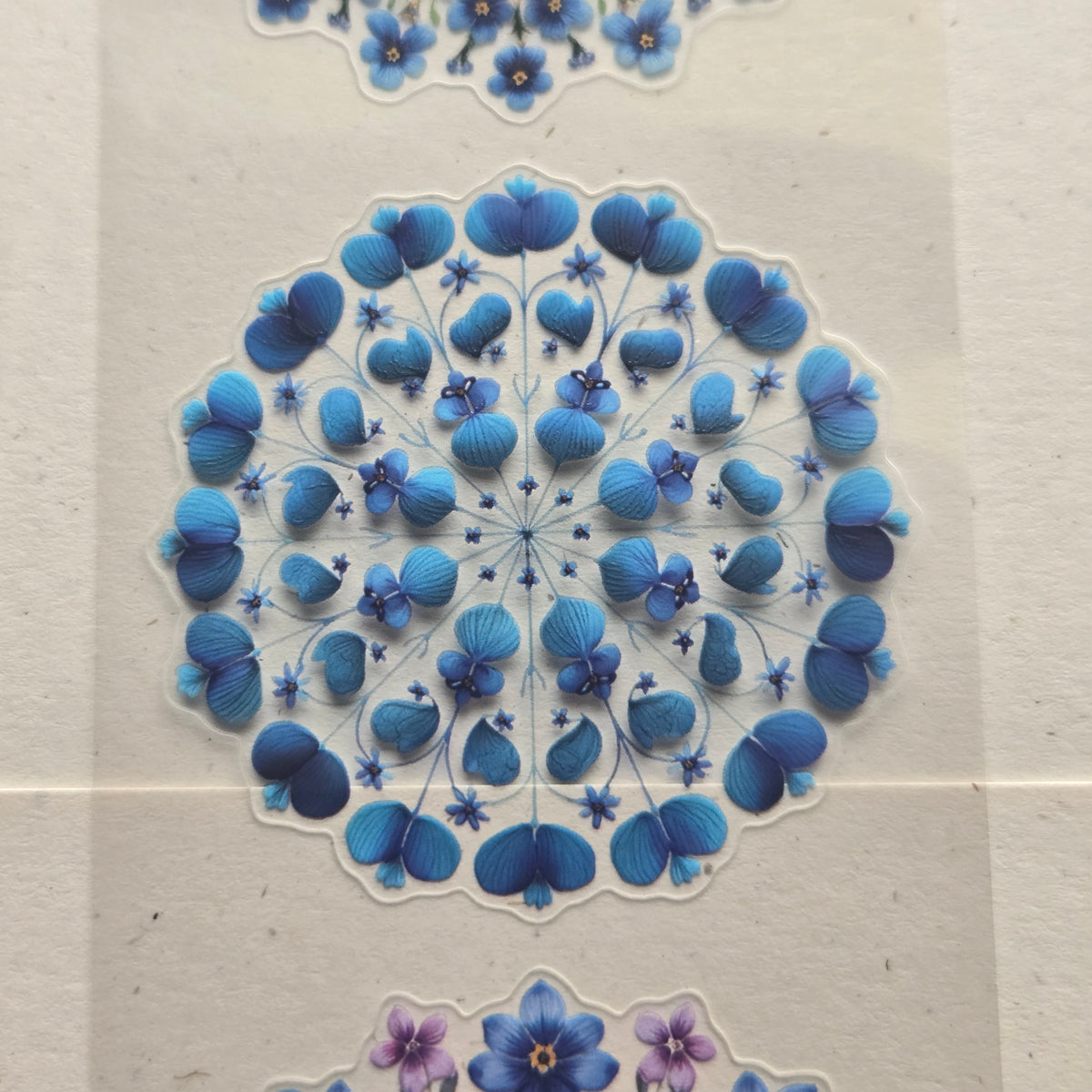 London Gifties Blue & Purple Floral Mandalas 6cm kiss cut PET tape