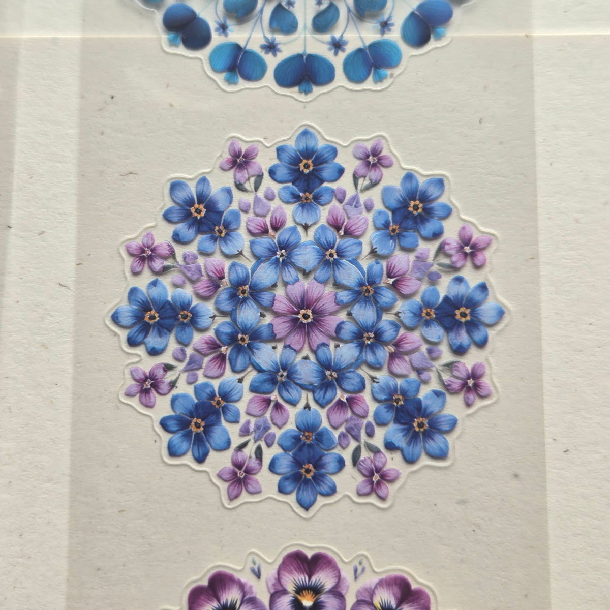 London Gifties Blue & Purple Floral Mandalas 6cm kiss cut PET tape