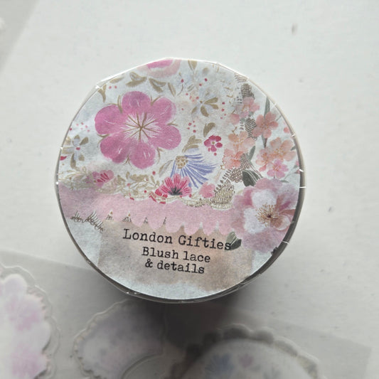 London Gifties Blush Lace & Details 6cm kiss cut PET tape