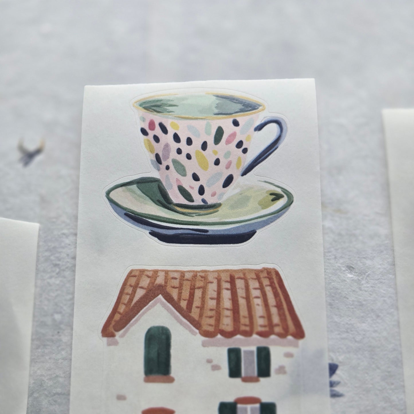 London Gifties Bright Cottage Farm Garden Stamps kiss-cut raised 3D gloss 6cm wide