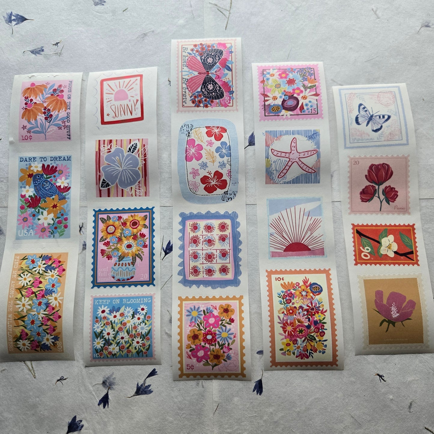 London Gifties Summer Mood Postal Stamps kiss-cut raised 3D gloss 6cm wide