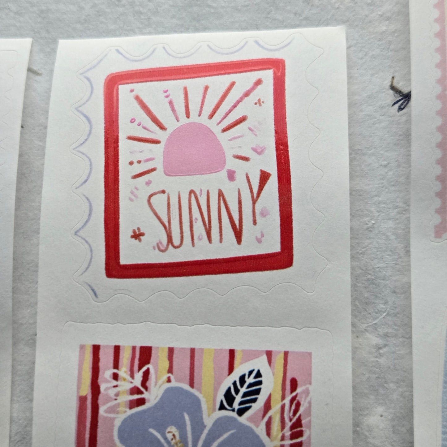 London Gifties Summer Mood Postal Stamps kiss-cut raised 3D gloss 6cm wide