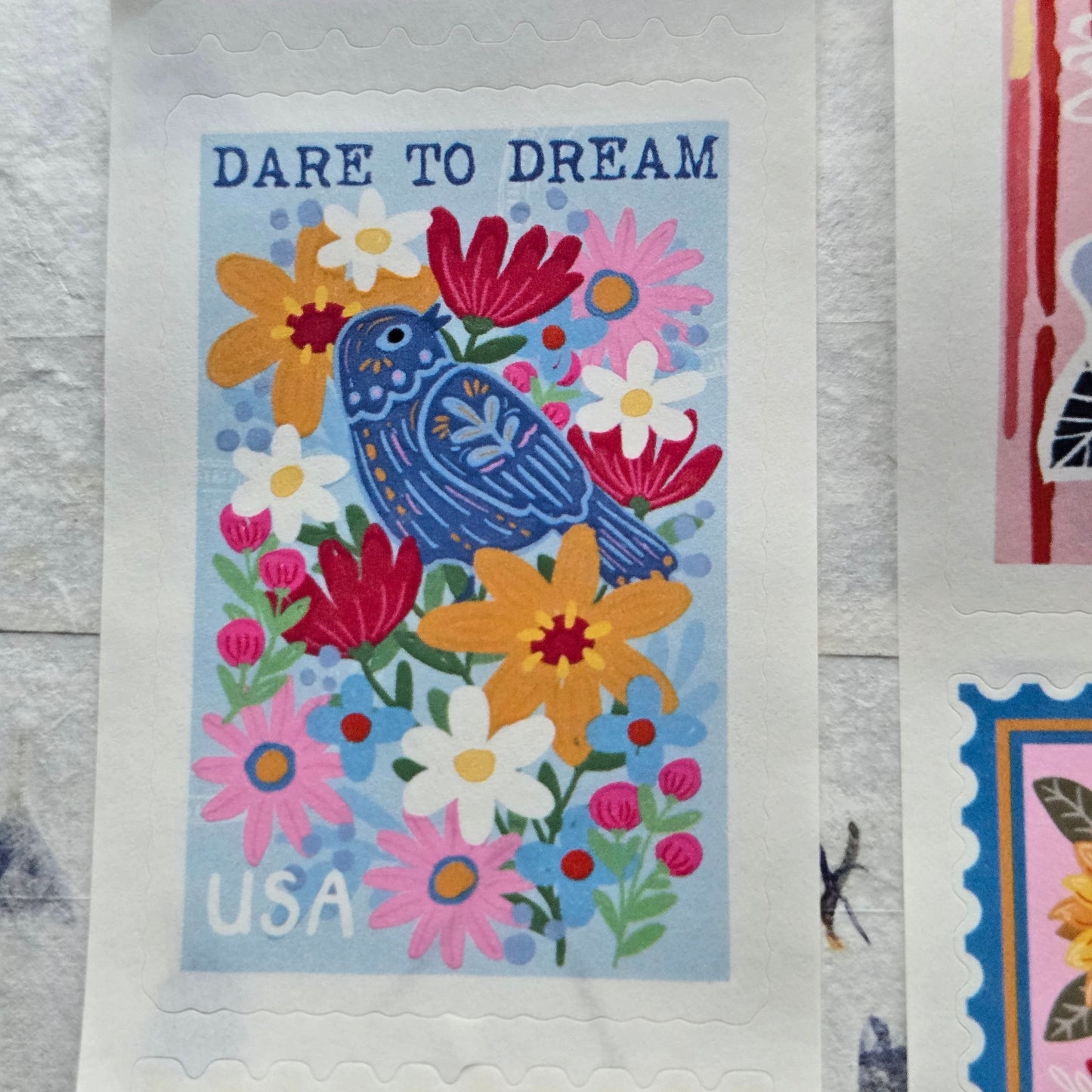 London Gifties Summer Mood Postal Stamps kiss-cut raised 3D gloss 6cm wide