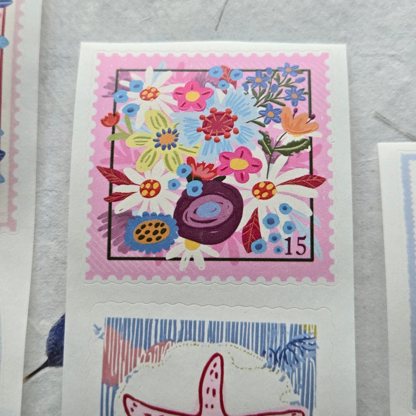 London Gifties Summer Mood Postal Stamps kiss-cut raised 3D gloss 6cm wide