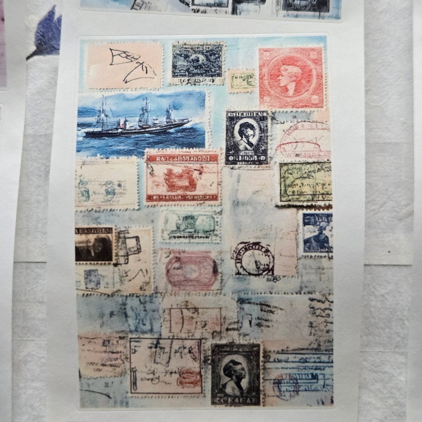 London Gifties Blue Air Mail Collage kiss-cut raised 3D gloss 7cm wide (Copy)