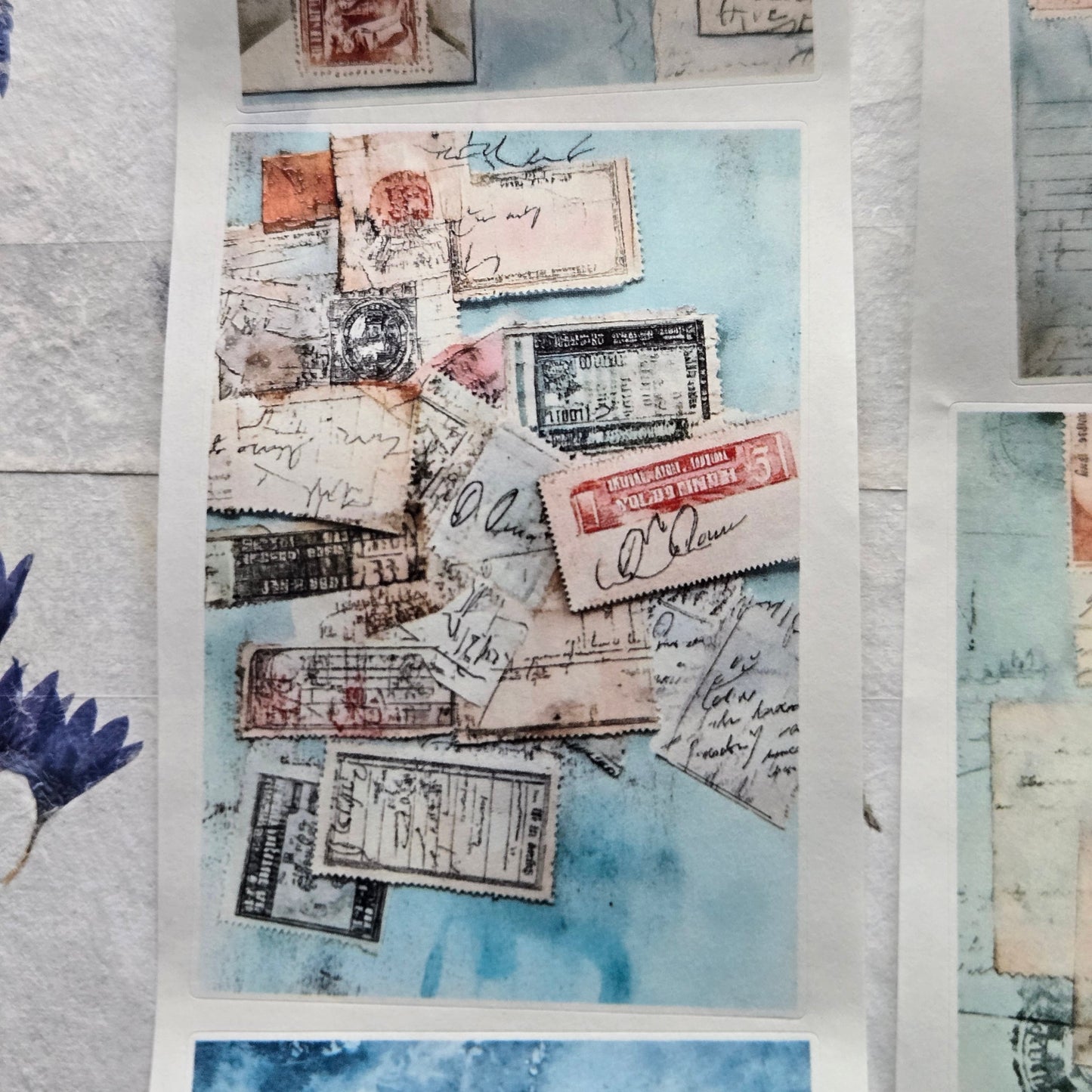 London Gifties Blue Air Mail Collage kiss-cut raised 3D gloss 7cm wide (Copy)
