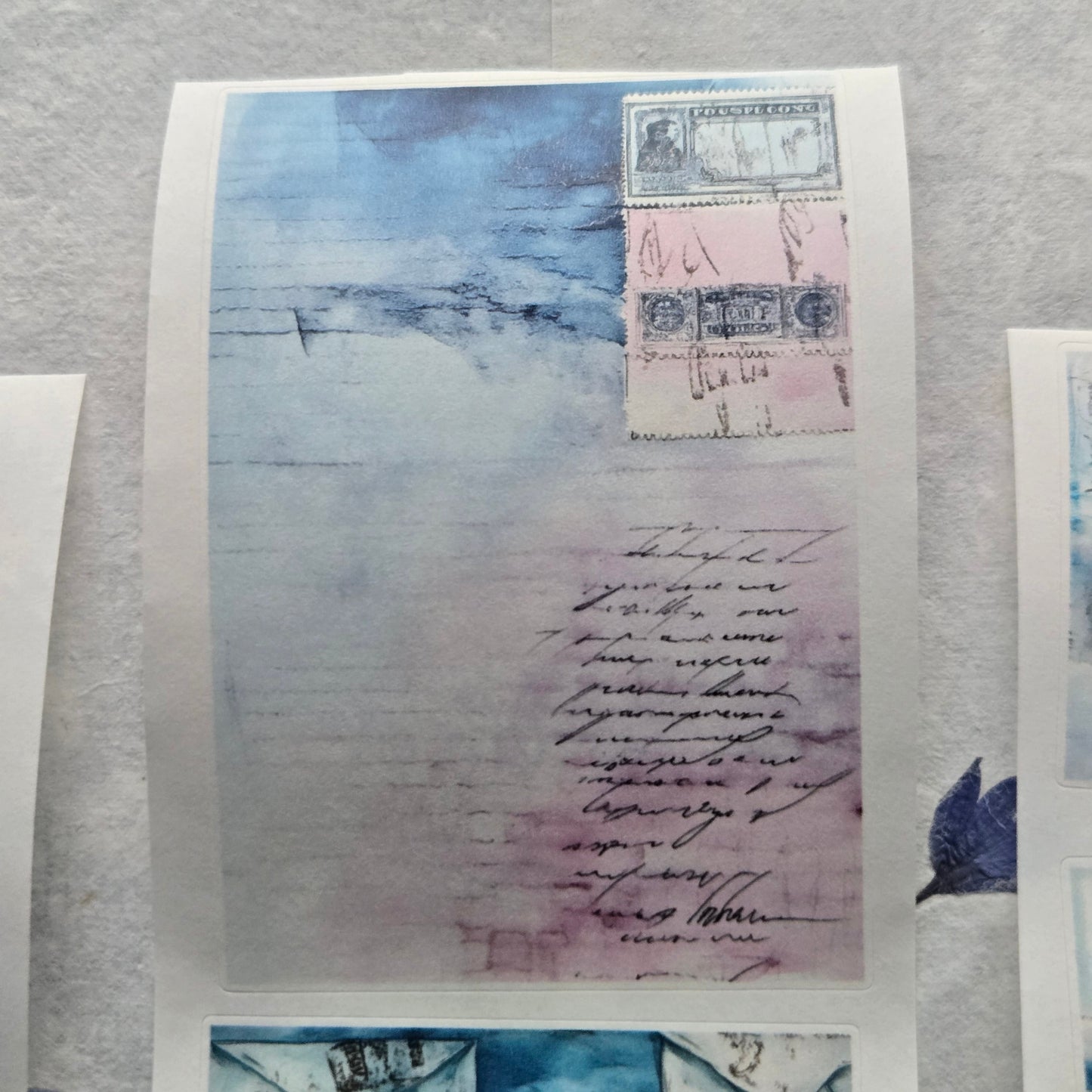 London Gifties Blue Air Mail Collage kiss-cut raised 3D gloss 7cm wide (Copy)