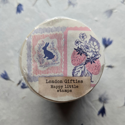 London Gifties Happy Little Stamps kiss-cut raised 3D gloss 6cm wide