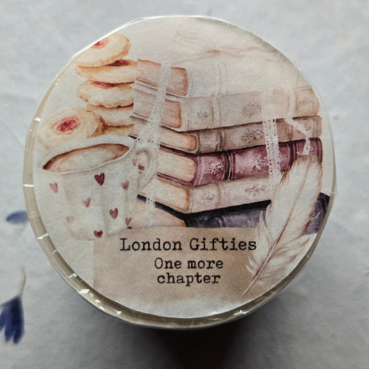 Round container with illustrations and text on a light background