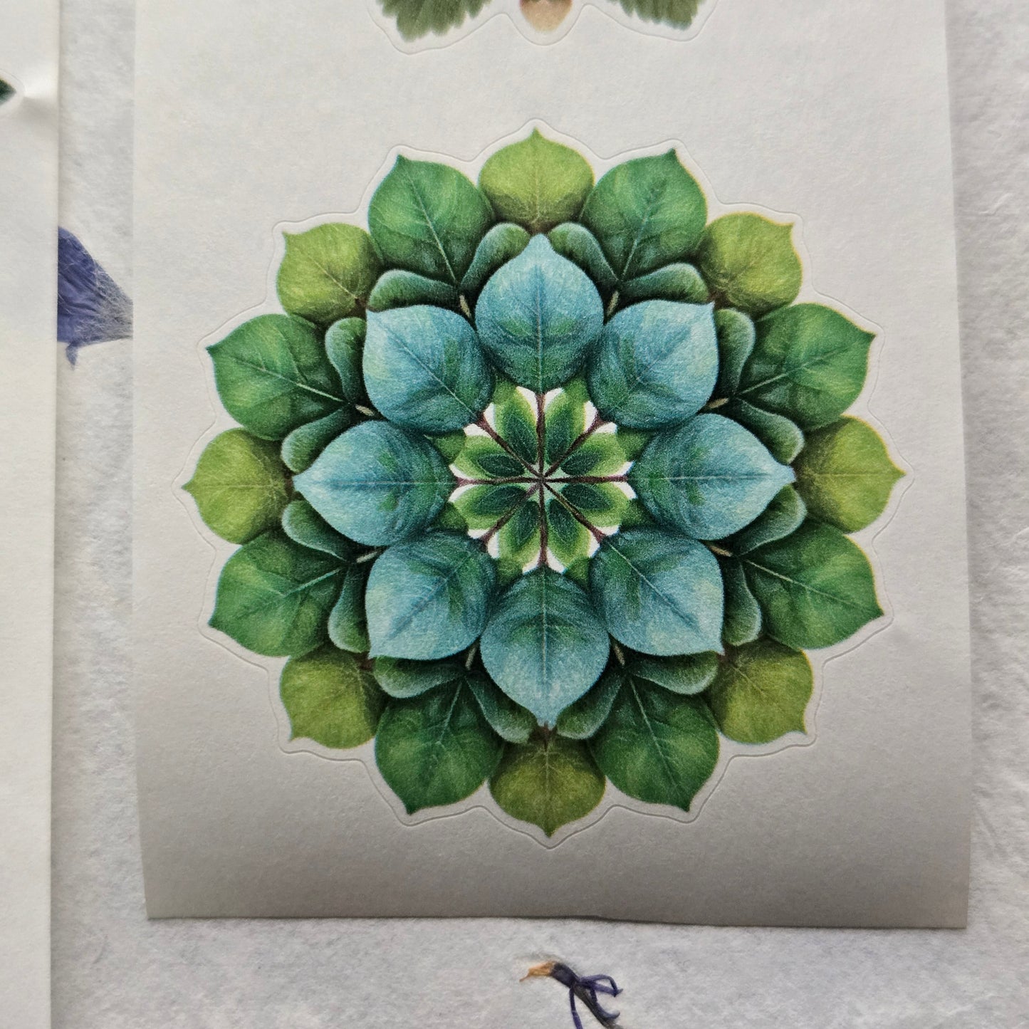 London Gifties Lively Green Florall & Leaf Mandalas WASHI kiss-cut raised 3D gloss 6cm wide