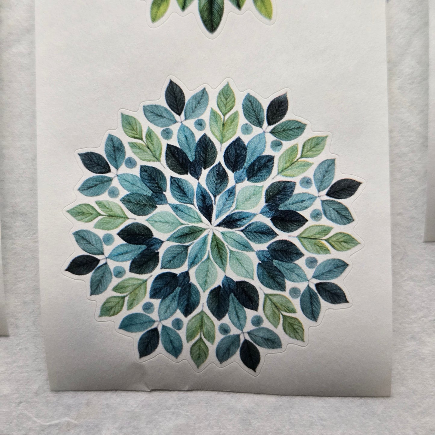 London Gifties Lively Green Florall & Leaf Mandalas WASHI kiss-cut raised 3D gloss 6cm wide